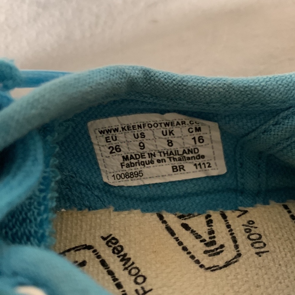 Keen Canvas Sneakers size 9 little girls aqua tie shoes - Picture 3 of 5